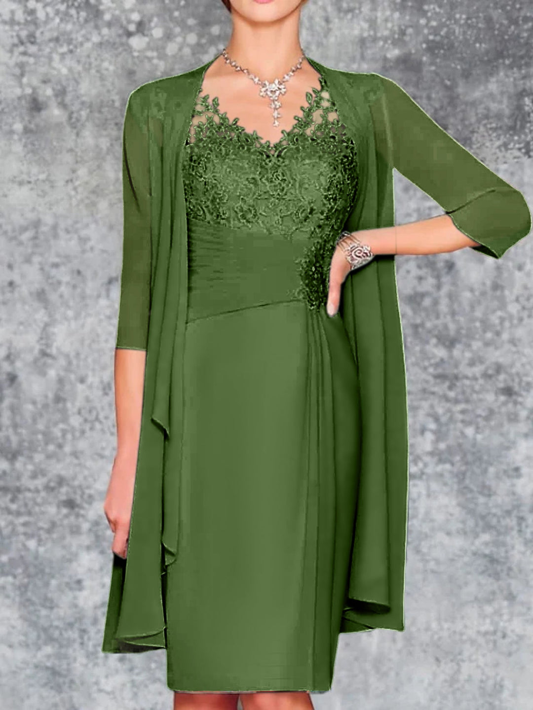 Robes de Mère de la Mariée Fourreau/Colonne à Col en V et Longueur Genou