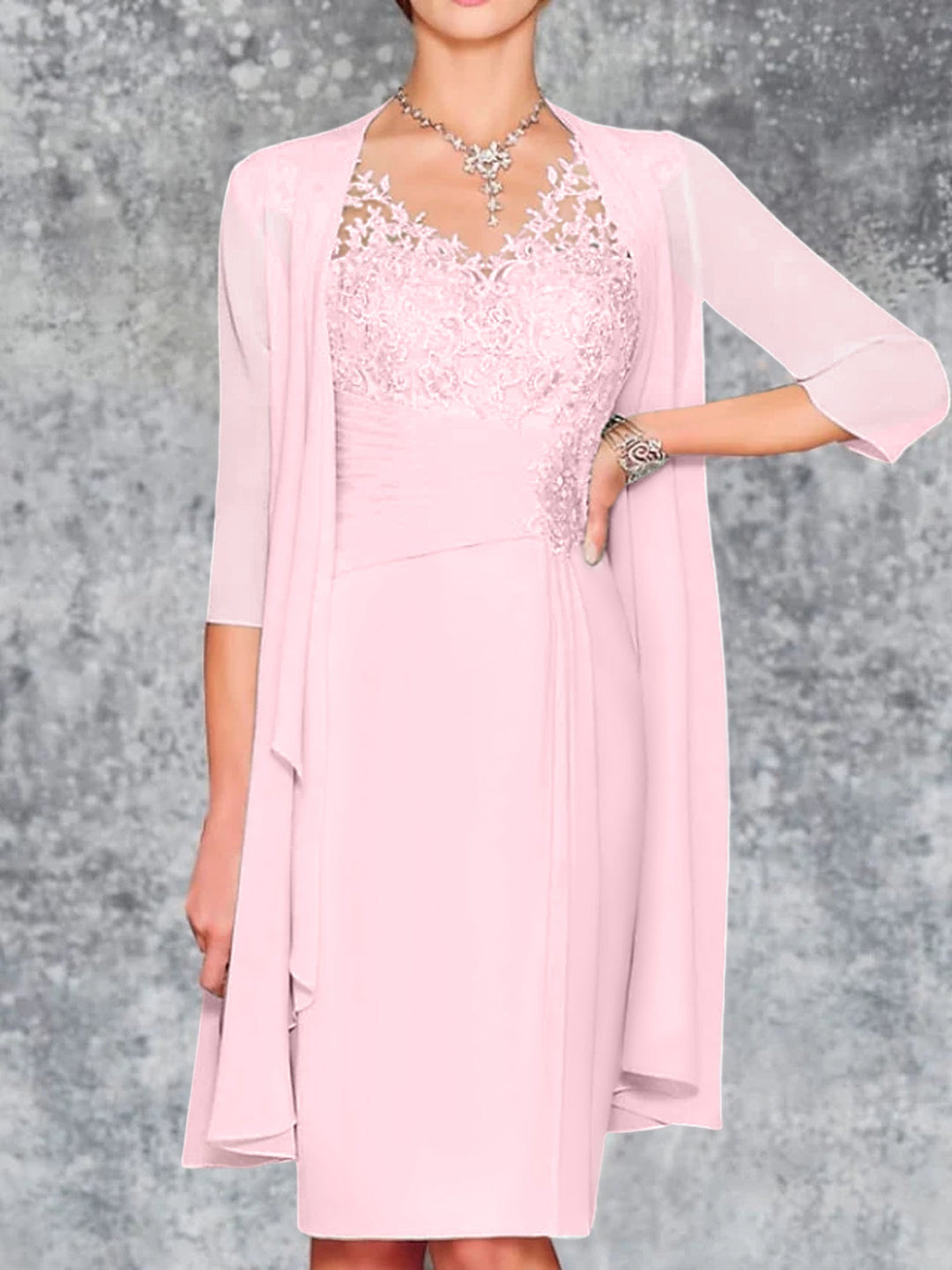 Robes de Mère de la Mariée Fourreau/Colonne à Col en V et Longueur Genou