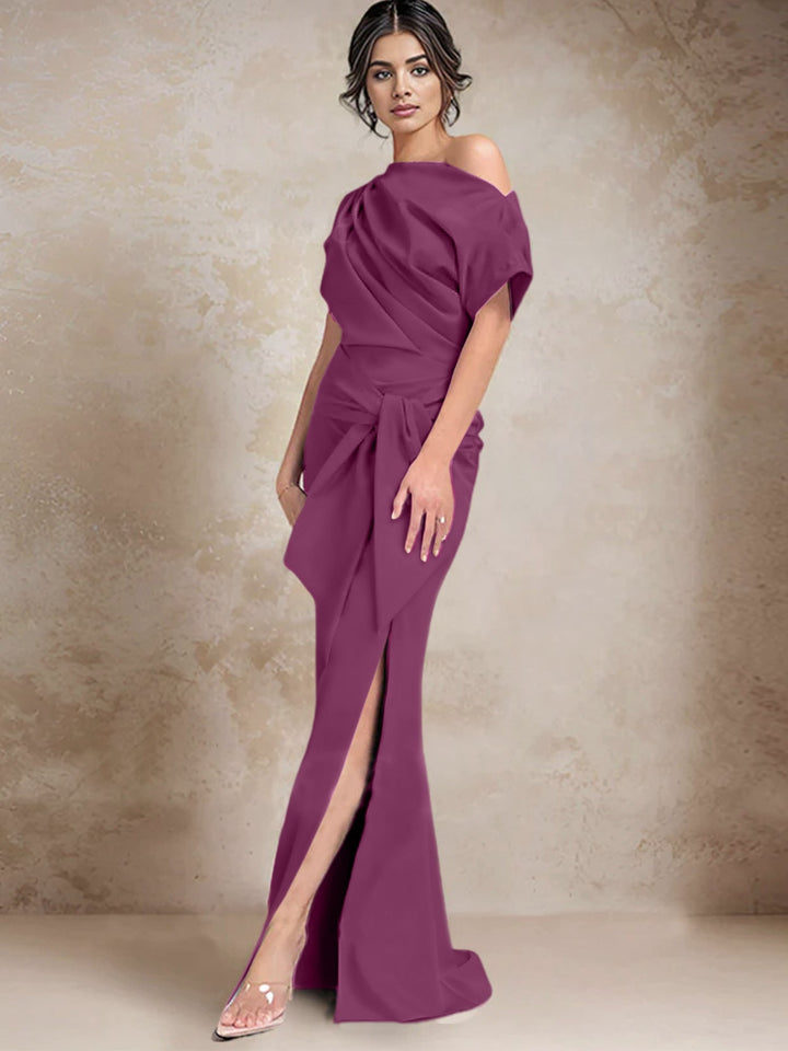 Robes de Mère de la Mariée à Une Épaule, Style Trompette/Sirène, avec Fente Sur le Côté