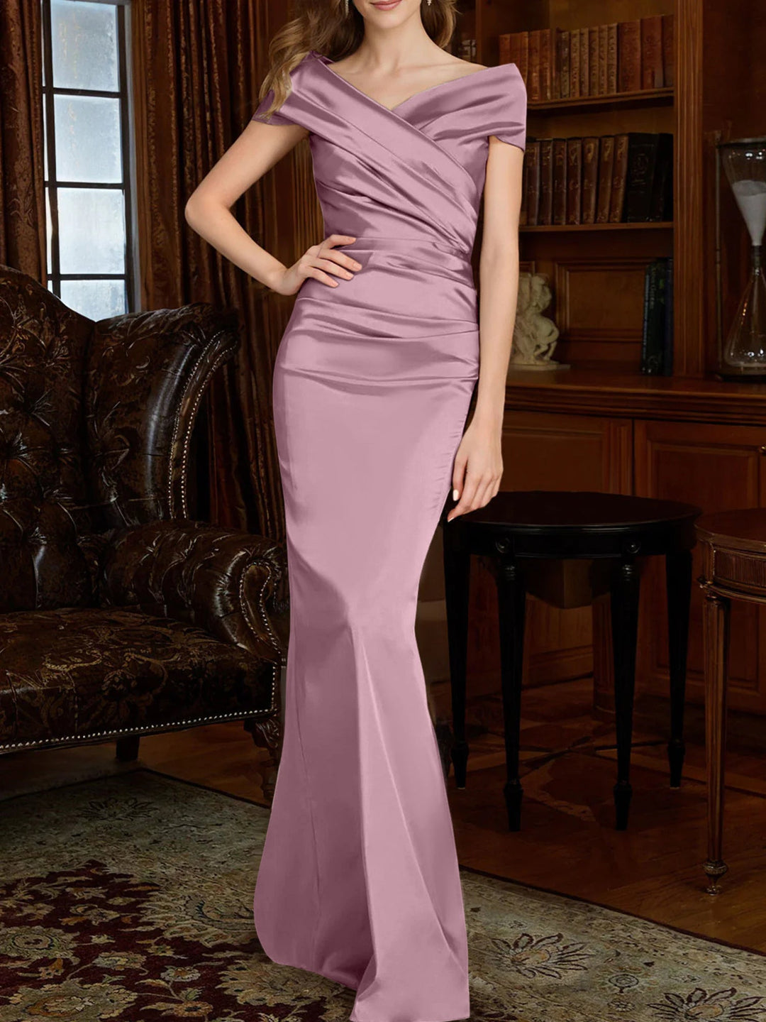 Robes de Mère de la Mariée à Épaules Dénudées, Forme Fourreau/Colonne