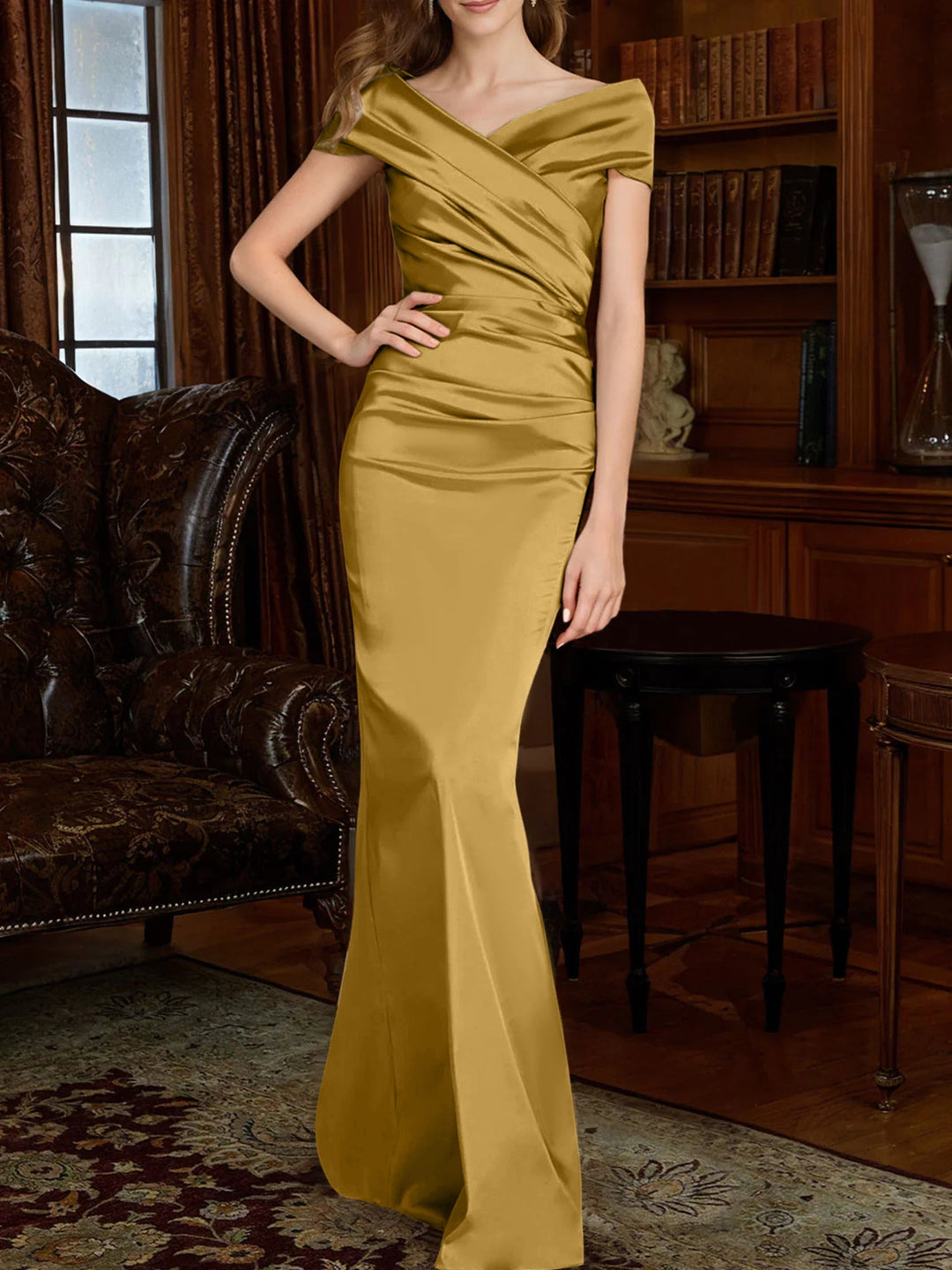 Robes de Mère de la Mariée à Épaules Dénudées, Forme Fourreau/Colonne