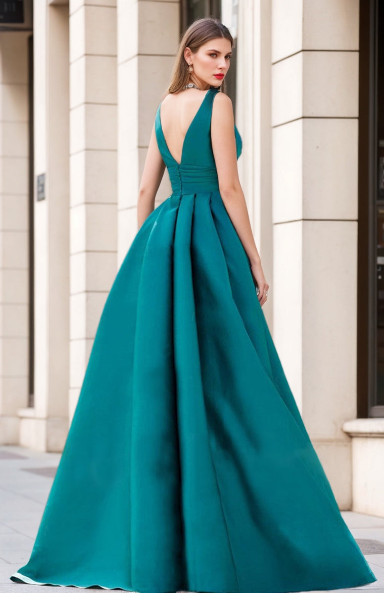 Robes de Mère de la Mariée Sans Manches à Col en V et Coupe A-Line/Princess