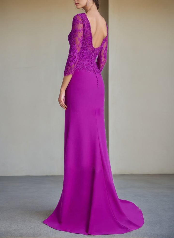 Robes de Mère de la Mariée à Manches Longues en Forme de Trompette/Sirène avec Dentelle