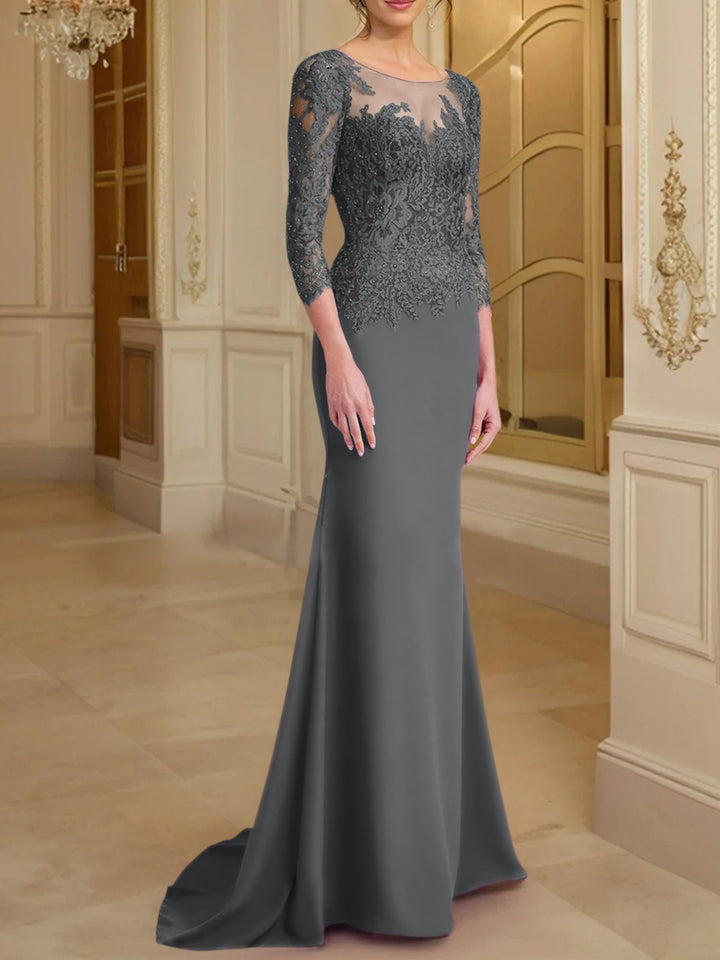 Robes de Mère de la Mariée à Manches Longues en Forme de Trompette/Sirène avec Dentelle