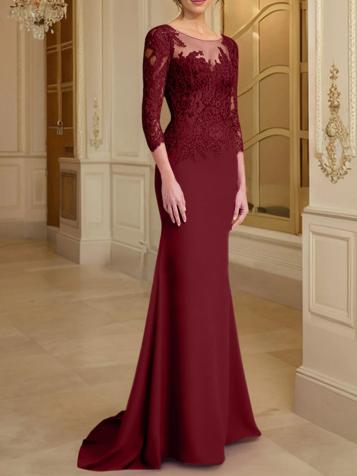 Robes de Mère de la Mariée à Manches Longues en Forme de Trompette/Sirène avec Dentelle