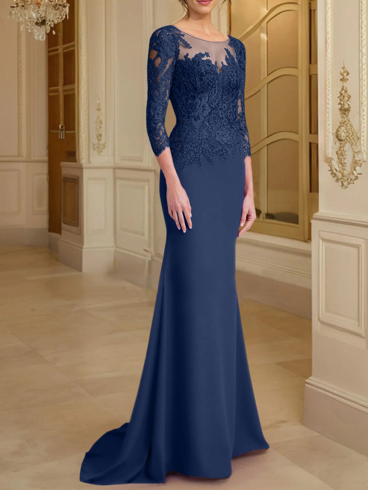 Robes de Mère de la Mariée à Manches Longues en Forme de Trompette/Sirène avec Dentelle