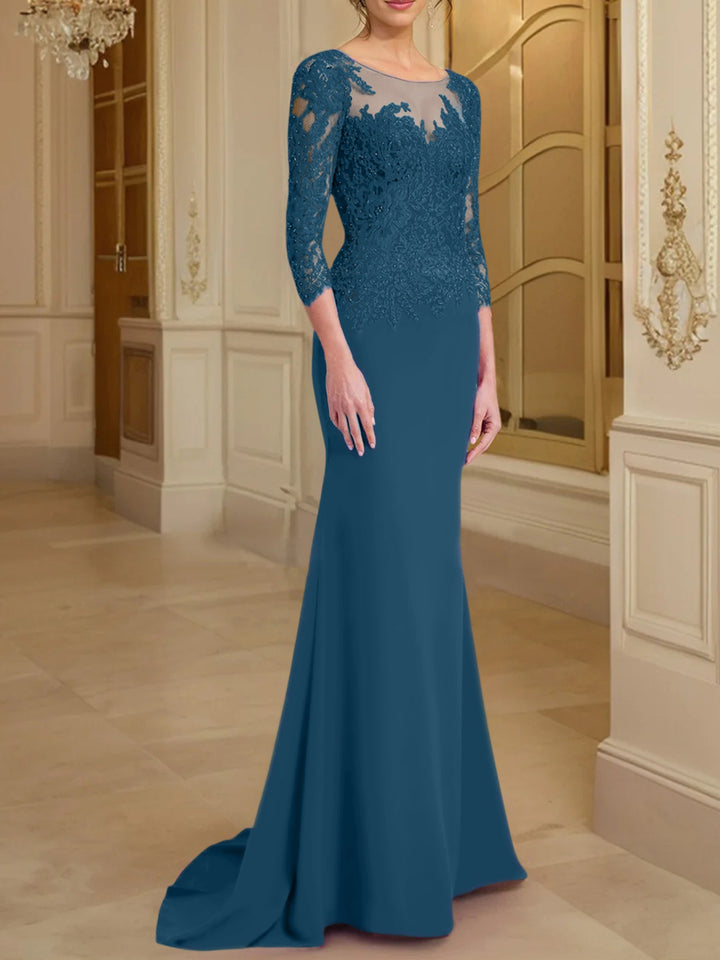 Robes de Mère de la Mariée à Manches Longues en Forme de Trompette/Sirène avec Dentelle