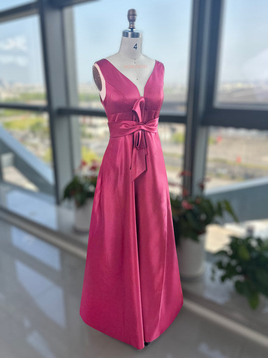 Robe de Mère de la Mariée Coupe A-Line/Princess à Col en V Sans Manches avec Fente Sur le Côté