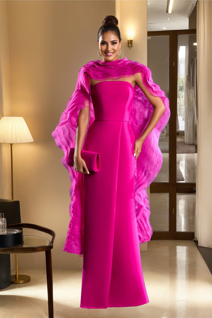 Robe de Mère de la Mariée Unique Sans Manches, Fourreau/Colonne, Longueur Au Sol, avec Enveloppes et Volants