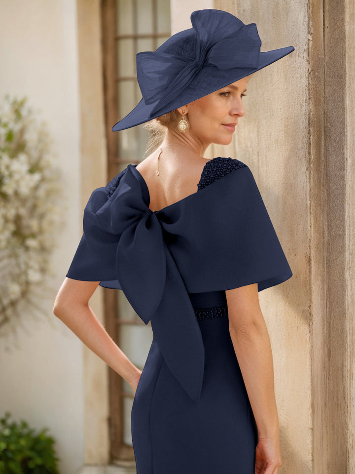 Gaine/Colonne Col bénitier Sans Manches Longueur de La Cheville Robes Mère de La Mariée avec Beadings & Bow