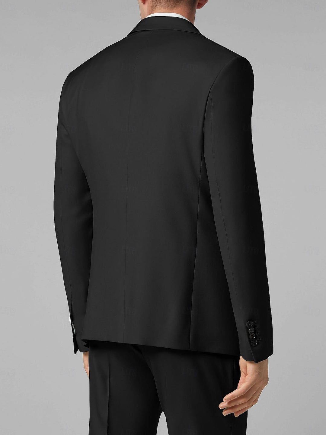 Costume de Mariage à Carreaux 3 Pièces Noir Kaki pour Homme, Coupe Ajustée, Simple Boutonnage, Un Bouton