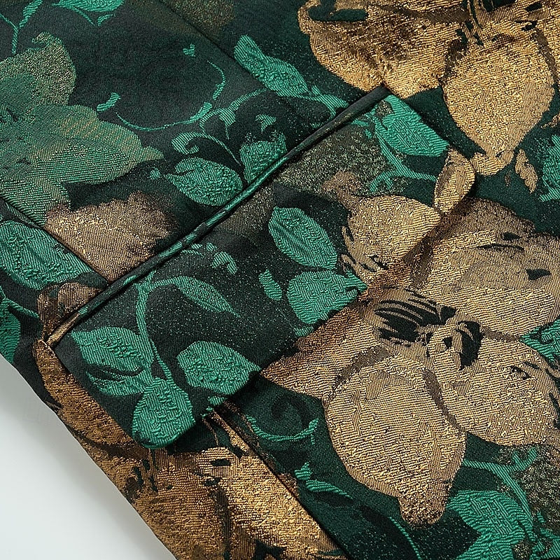 Costumes de Mariage 2 Pièces pour Hommes, Coupe Ajustée, Simple Boutonnage, Imprimé Floral, Blazer