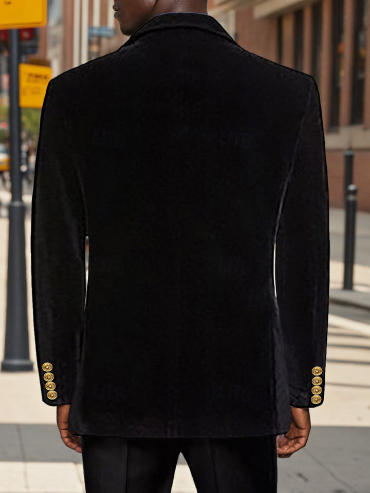 Veste Blazer à Six Boutons à Double Boutonnage pour Homme, Coupe Standard, Style Vintage, en Velours, Patchwork Coloré, Couleur Unie