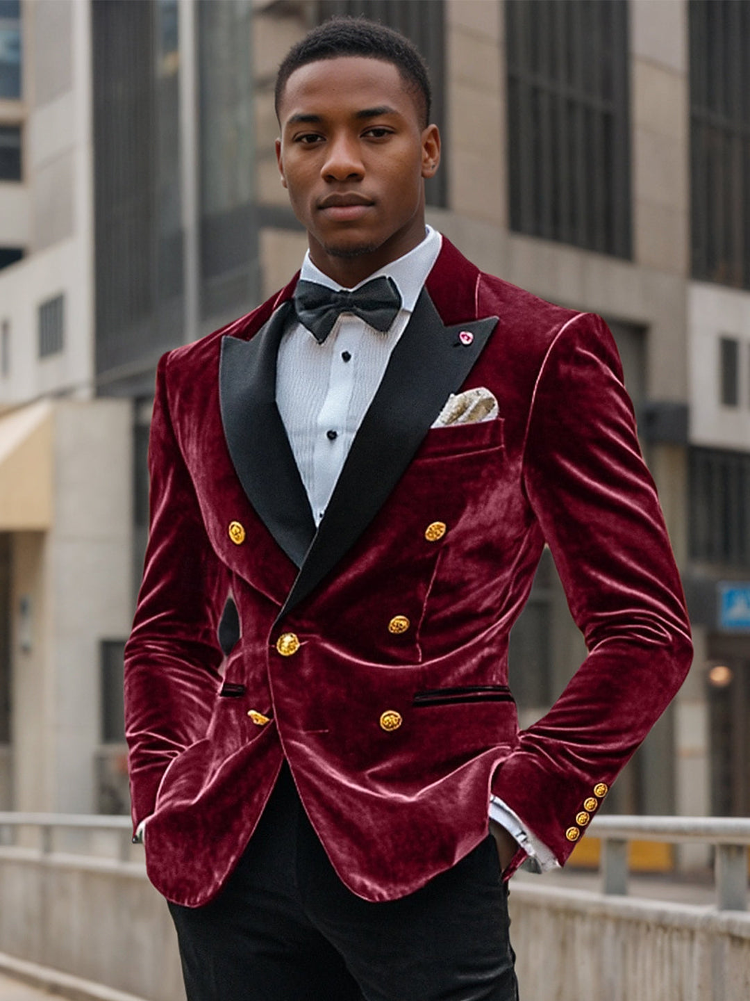 Veste Blazer à Six Boutons à Double Boutonnage pour Homme, Coupe Standard, Style Vintage, en Velours, Patchwork Coloré, Couleur Unie