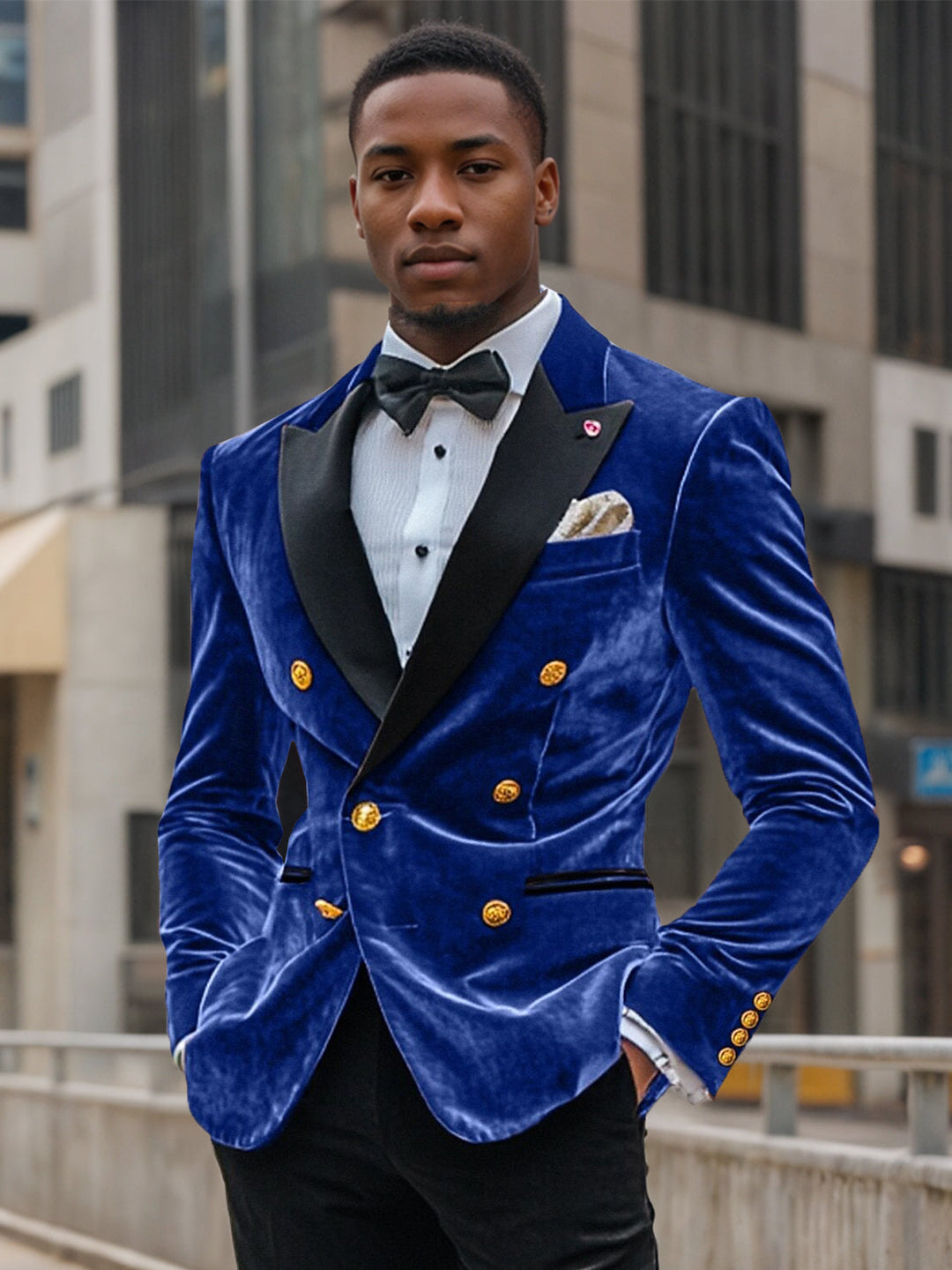 Veste Blazer à Six Boutons à Double Boutonnage pour Homme, Coupe Standard, Style Vintage, en Velours, Patchwork Coloré, Couleur Unie