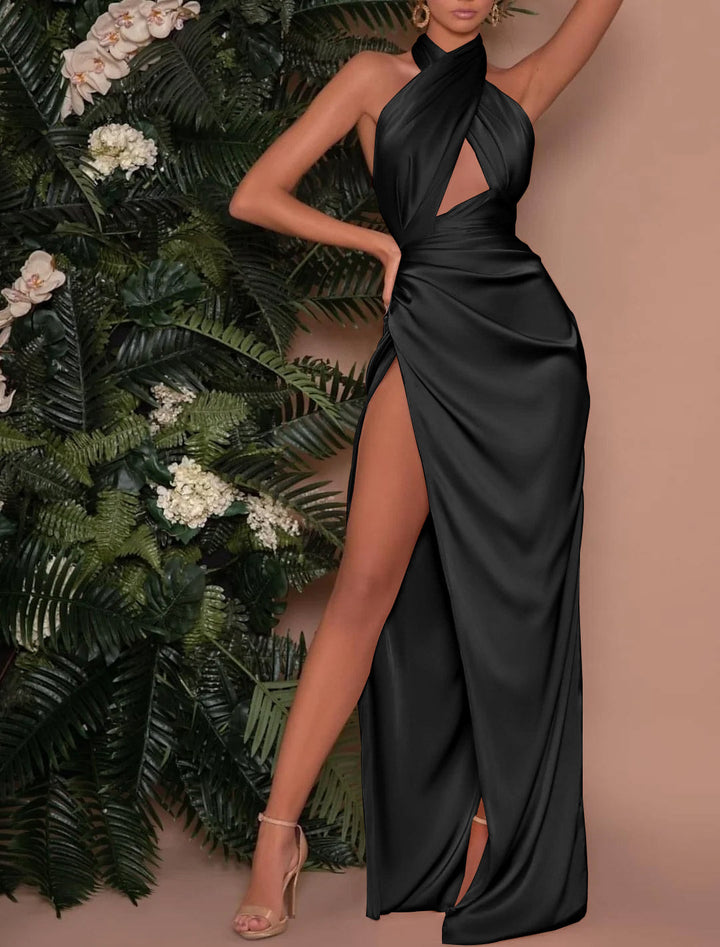 Robe de Bal Longue Au Sol à Licou et Fourreau/Colonne