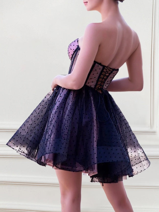 Robe de Soirée Courte/Mini Sans Manches en Forme de A/Princesse, Décolleté en Cœur, pour Cocktail, Soirée, Bal