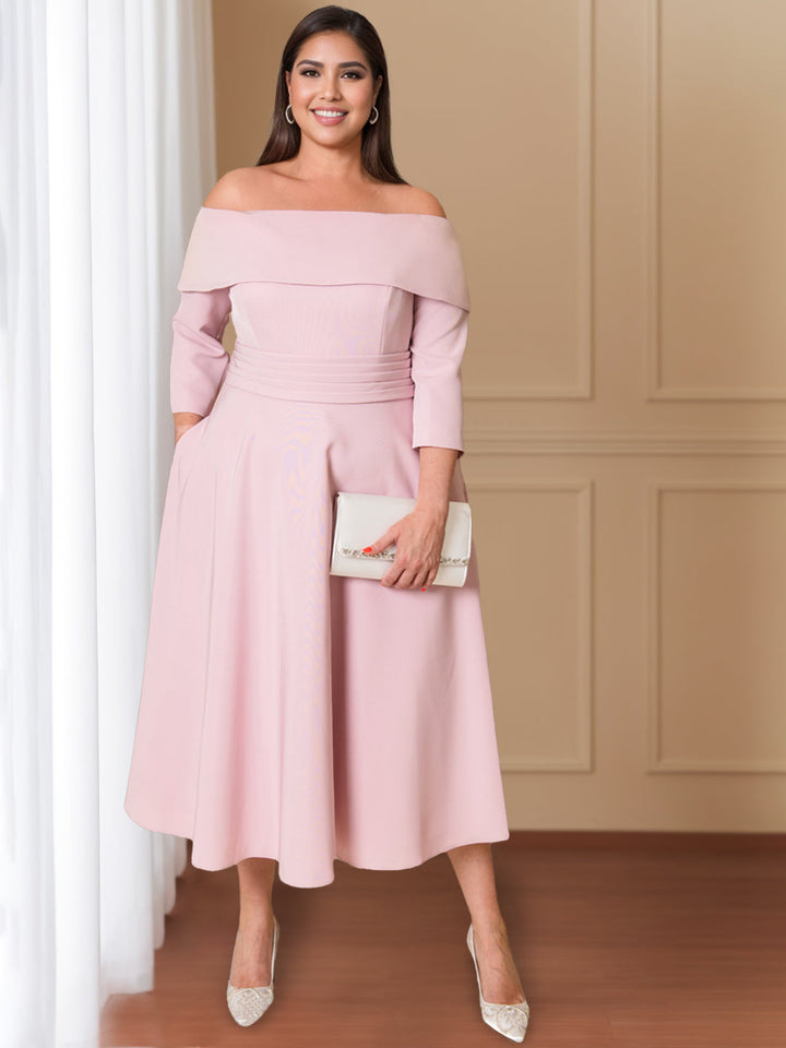 Robe de Mariée A-Line/Princess à Épaules Dénudées et Manches Mi-Longues avec Nœud