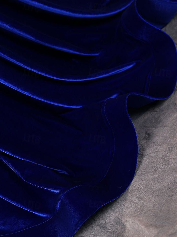 Robe de Soirée Sirène/Trompette en Velours Sans Manches avec Col Bijou et Appliques