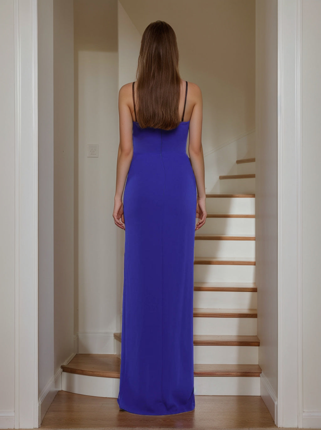 Robe de Soirée Fourreau/Colonne Sans Bretelles, Longueur Au Sol, avec Fente Sur le Côté et Nœud Papillon