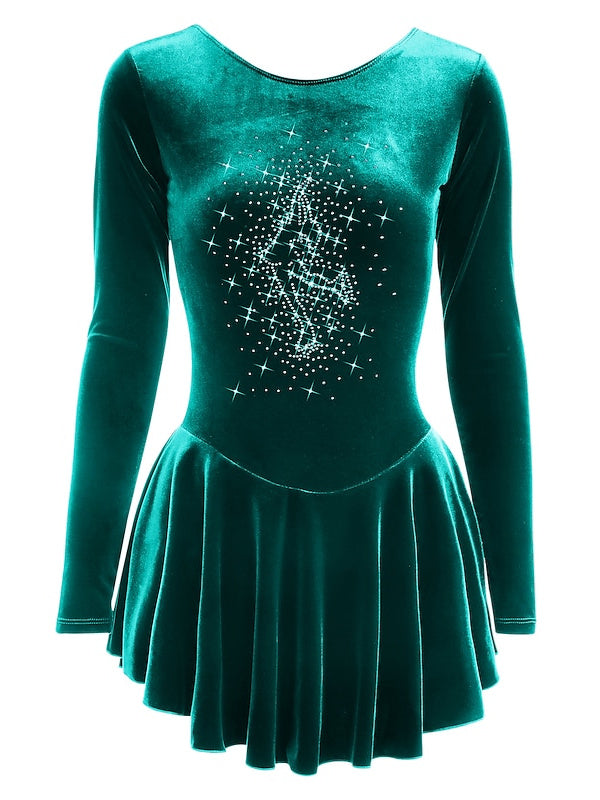 Robe de Patinage Artistique pour Femmes et Filles, Vêtements de Danse, Robe de Patinage Sur Glace à Manches Longues en Velours