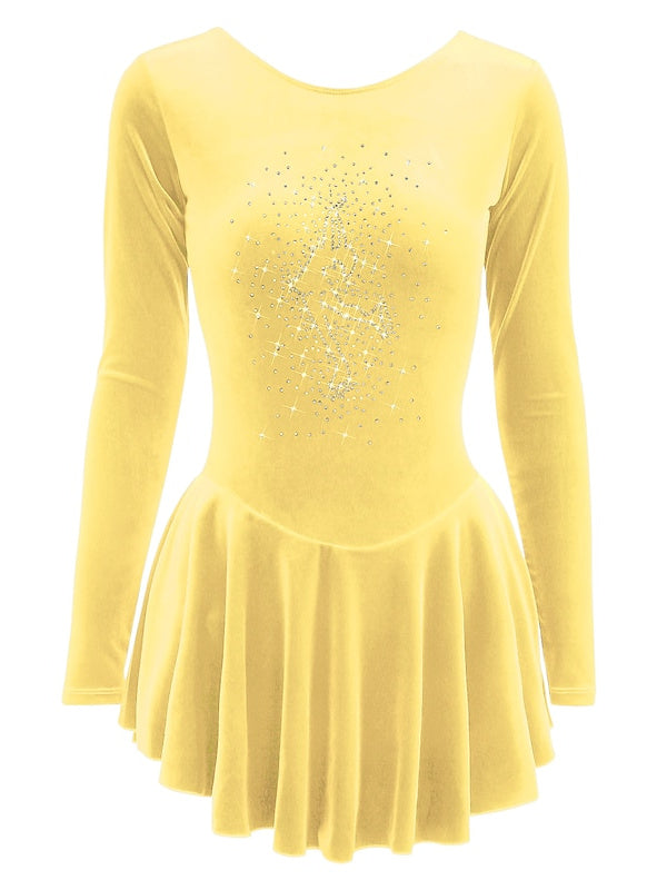 Robe de Patinage Artistique pour Femmes et Filles, Vêtements de Danse, Robe de Patinage Sur Glace à Manches Longues en Velours