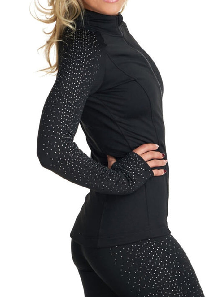 Veste de Patinage Artistique à Manches Longues pour Femmes et Filles avec Cristaux et Strass