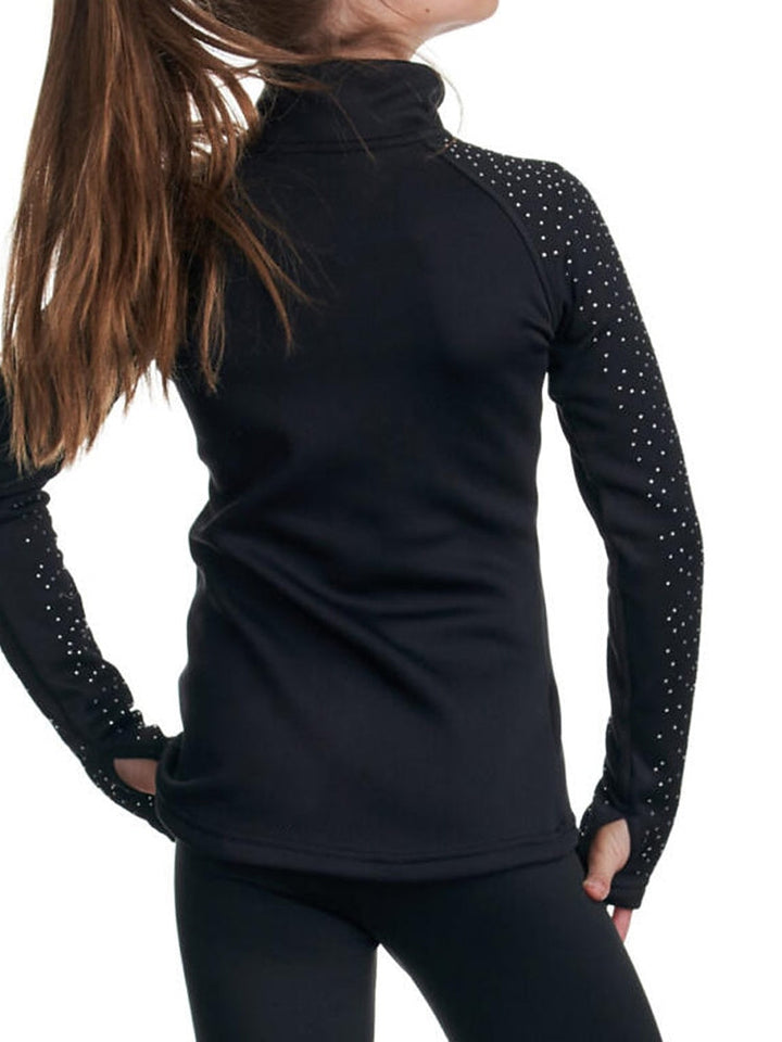 Veste de Patinage Artistique à Manches Longues pour Femmes et Filles avec Cristaux et Strass