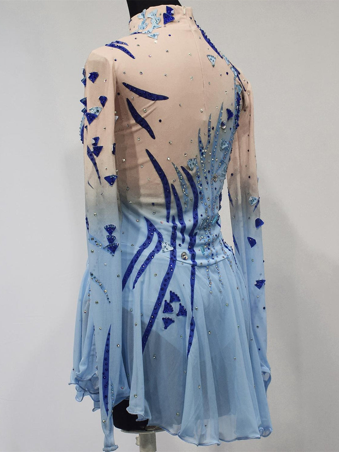 Robe de Patinage Artistique pour Femmes et Filles, en Maille de Glace, en Élasthanne, Haute Élasticité, Manches Longues, Robe de Patinage Sur Glace