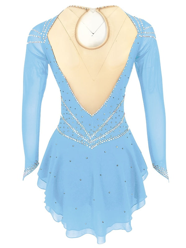 Robe de Patinage Artistique pour Femmes et Filles, Vêtements de Danse, Spandex, Fil Extensible, Couleur Unie, Classique, Cristal/Strass