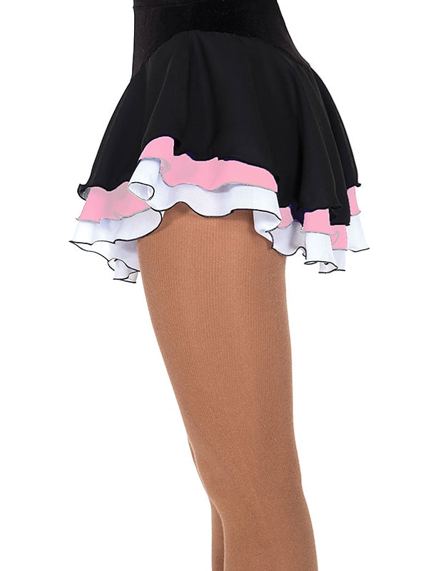 Robe de Patinage Artistique pour Femmes et Filles, Vêtements de Danse Sur Glace, Jupe de Patinage Sur Glace en Patchwork Élasthanne à Haute Élasticité