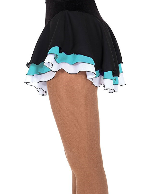 Robe de Patinage Artistique pour Femmes et Filles, Vêtements de Danse Sur Glace, Jupe de Patinage Sur Glace en Patchwork Élasthanne à Haute Élasticité