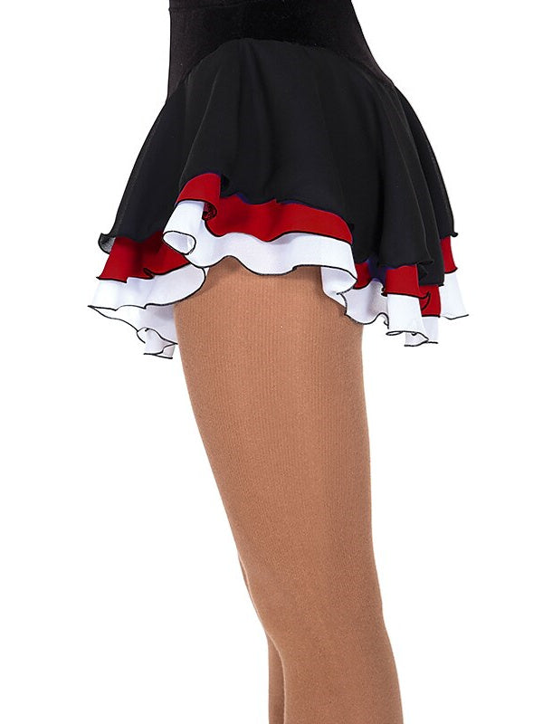 Robe de Patinage Artistique pour Femmes et Filles, Vêtements de Danse Sur Glace, Jupe de Patinage Sur Glace en Patchwork Élasthanne à Haute Élasticité