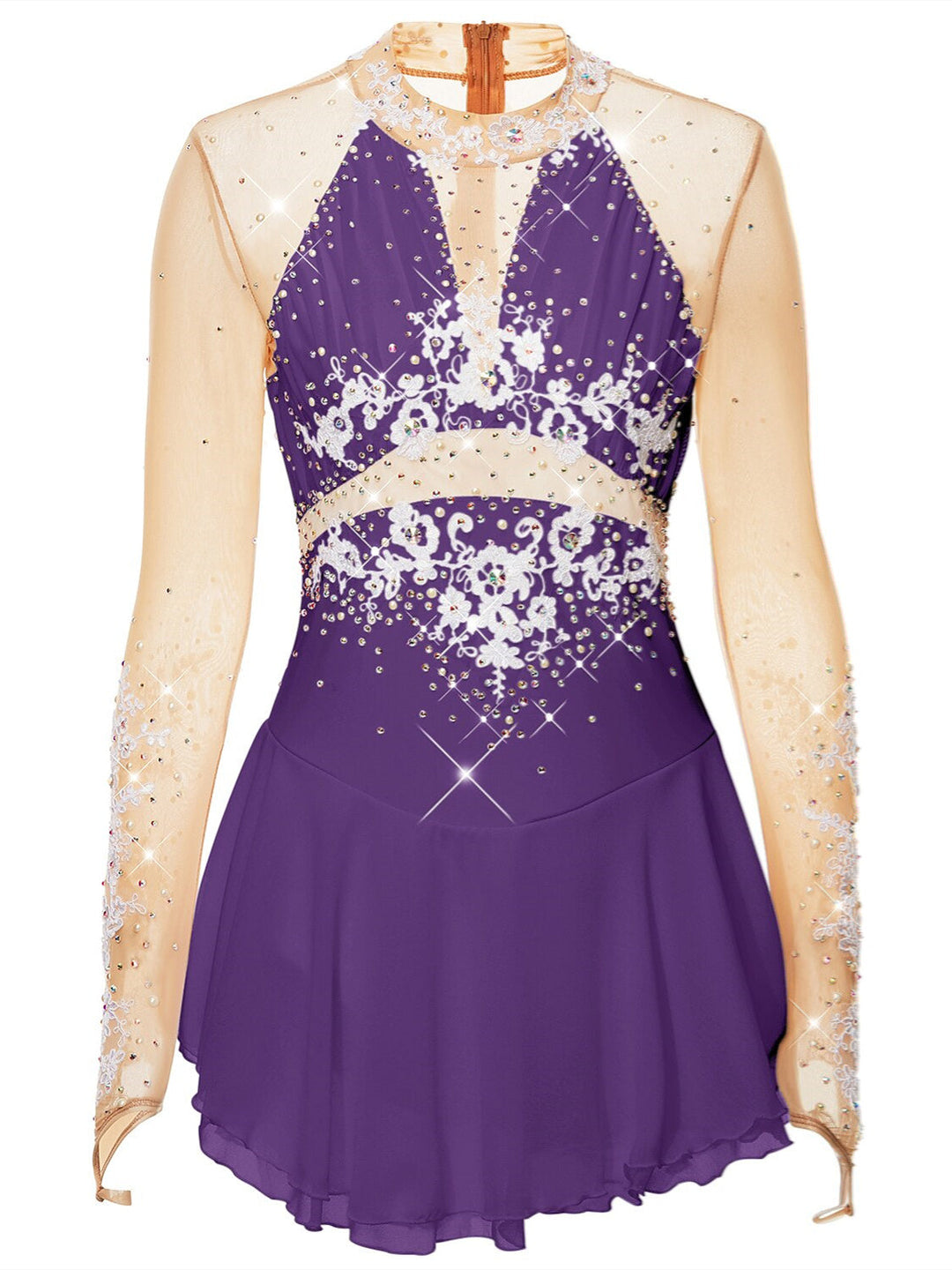 Robe de Patinage Artistique pour Femmes et Filles, Vêtements de Danse, en Élasthanne, Haute Élasticité, en Relief, à la Mode, Robe de Patinage Sur Glace