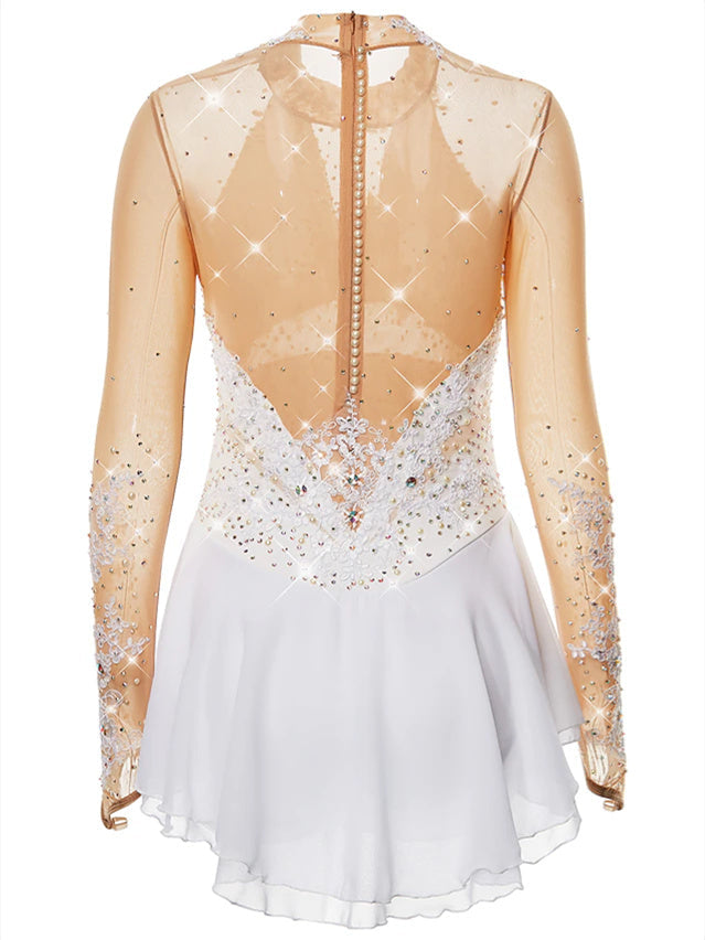 Robe de Patinage Artistique pour Femmes et Filles, Vêtements de Danse, en Élasthanne, Haute Élasticité, en Relief, à la Mode, Robe de Patinage Sur Glace