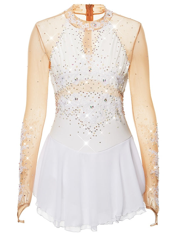 Robe de Patinage Artistique pour Femmes et Filles, Vêtements de Danse, en Élasthanne, Haute Élasticité, en Relief, à la Mode, Robe de Patinage Sur Glace