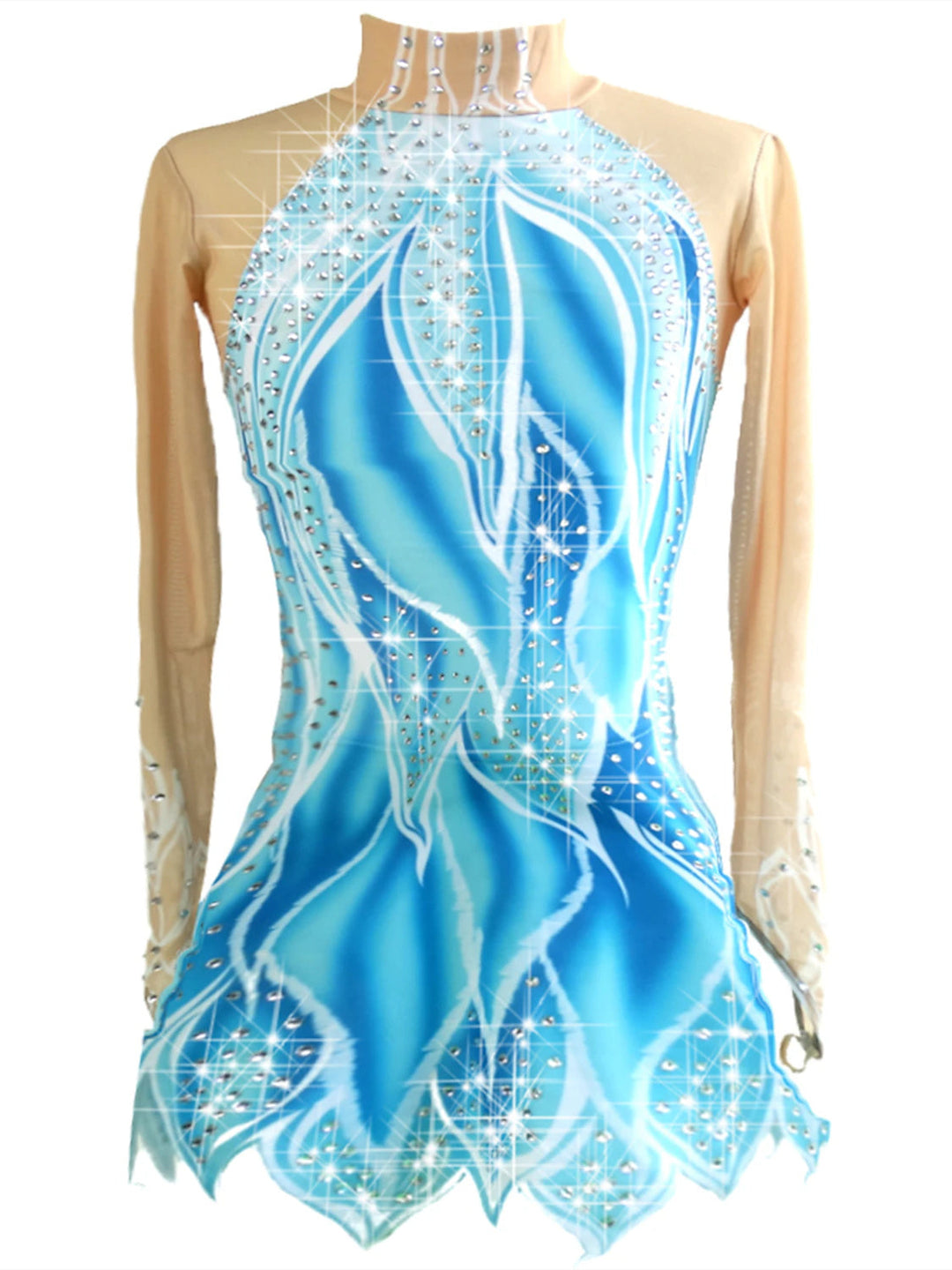 Robe de Patinage Artistique pour Femmes et Filles, Robe de Patinage Sur Glace Classique en Cristal/Strass, Haute Élasticité, Faite à la Main