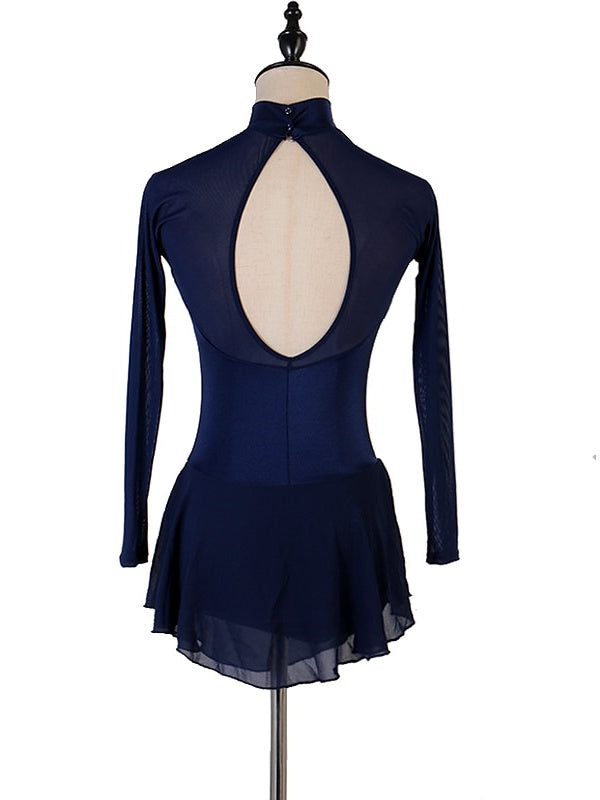 Robe de Patinage Artistique pour Femmes et Filles, Patchwork, Maille, Élasthanne, Haute Élasticité, Classique, Cristal/Strass, Robe de Patinage Sur Glace