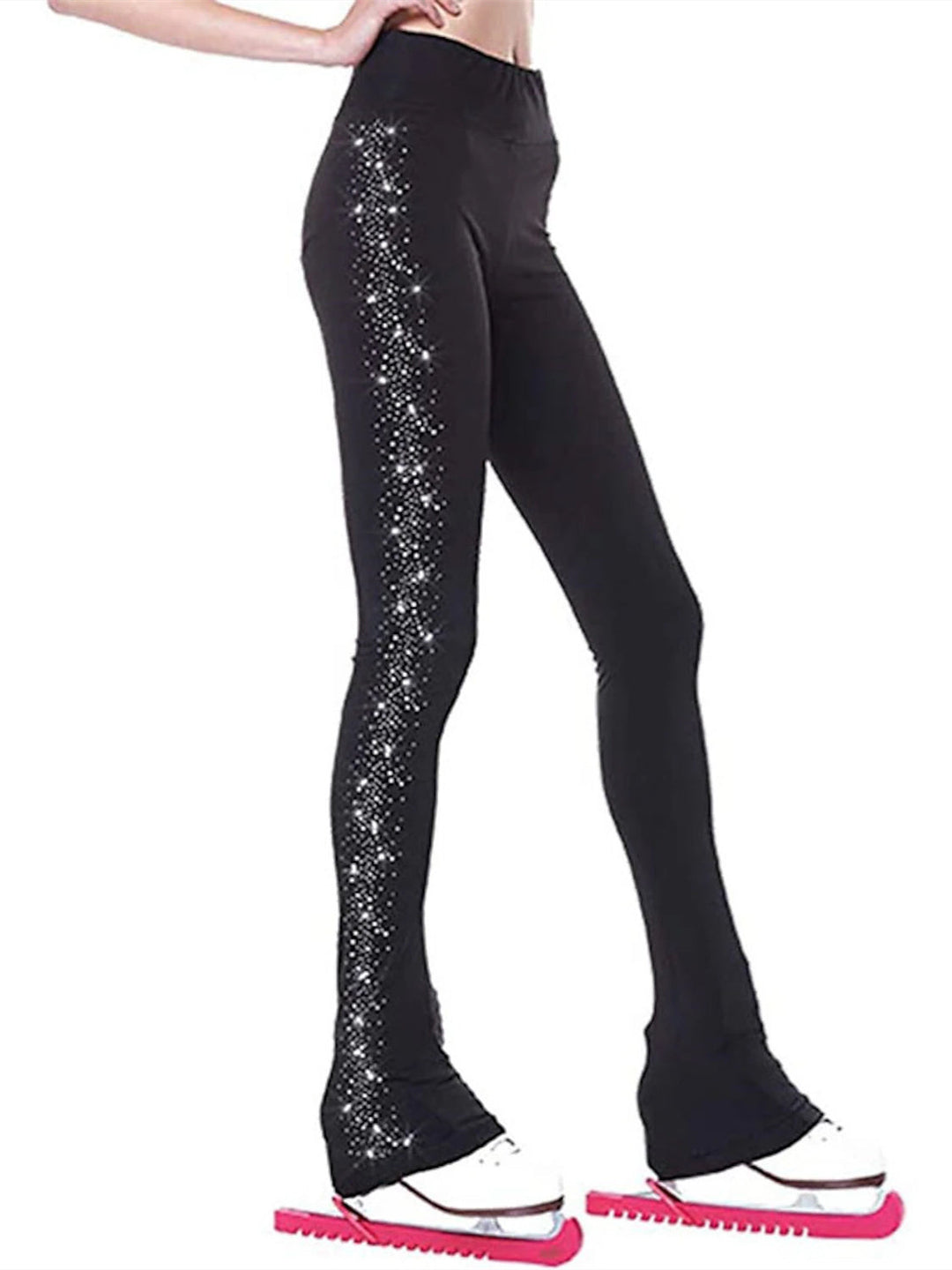 Pantalons de Patinage Artistique pour Femmes et Filles, Vêtements de Danse, Patchwork, Élasthanne, Haute Élasticité, Strass en Cristal, leggings de Patinage Sur Glace