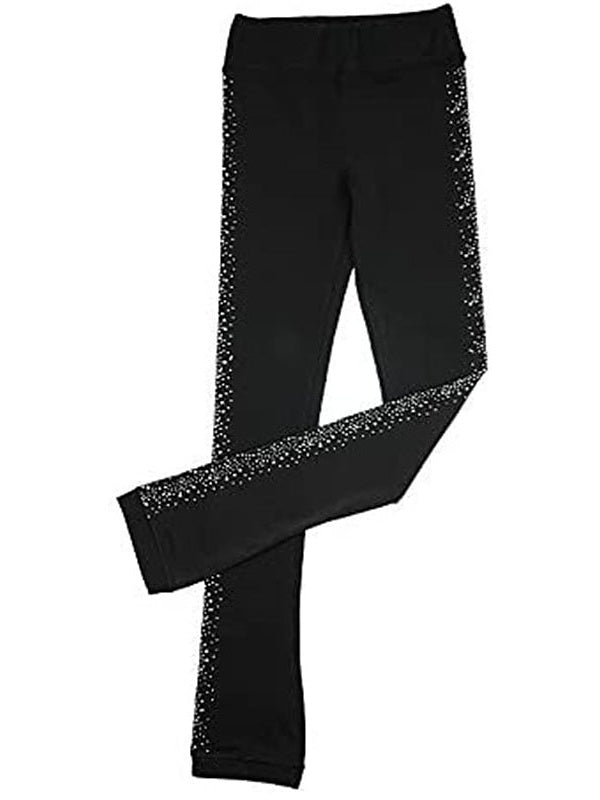 Pantalons de Patinage Artistique pour Femmes et Filles, Vêtements de Danse, Patchwork, Élasthanne, Haute Élasticité, Strass en Cristal, leggings de Patinage Sur Glace