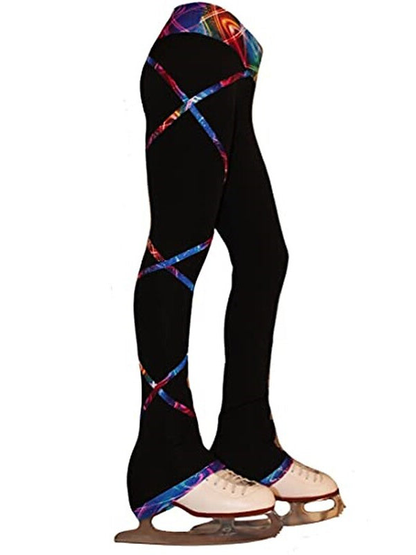 Pantalons de Patinage Artistique pour Femmes et Filles, Vêtements de Danse, Polaire, Élasthanne, Haute Élasticité, Patchwork, leggings de Patinage Sur Glace
