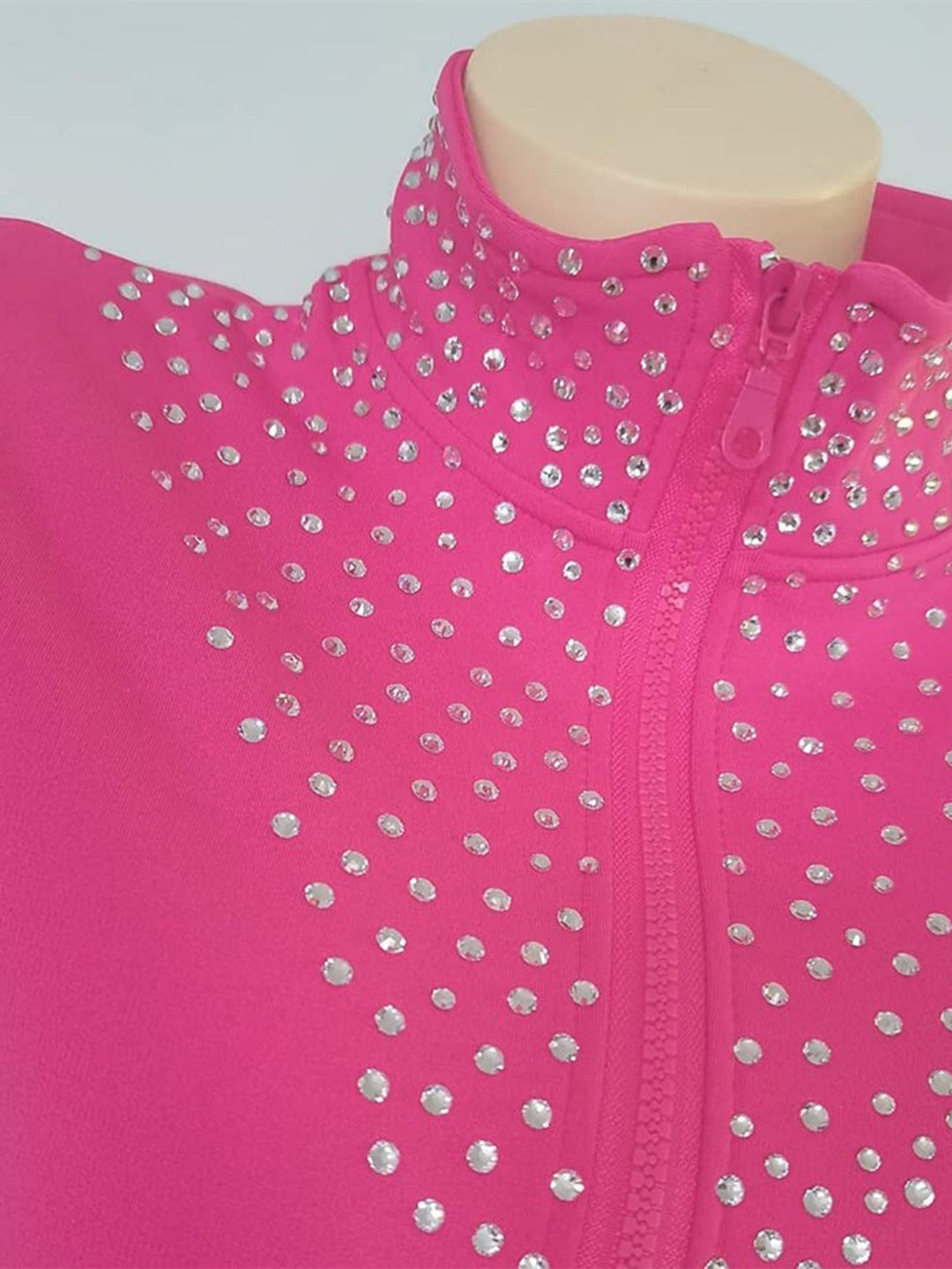 Robe de Patinage Artistique pour Femmes et Filles, Veste en Cristal/Strass, Manches Longues, Vêtements de Danse, Patinage Sur Glace