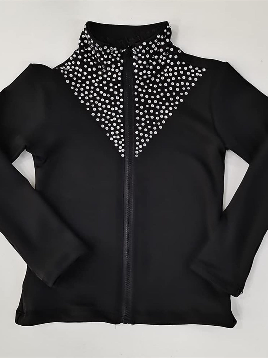 Robe de Patinage Artistique pour Femmes et Filles, Veste en Cristal/Strass, Manches Longues, Vêtements de Danse, Patinage Sur Glace