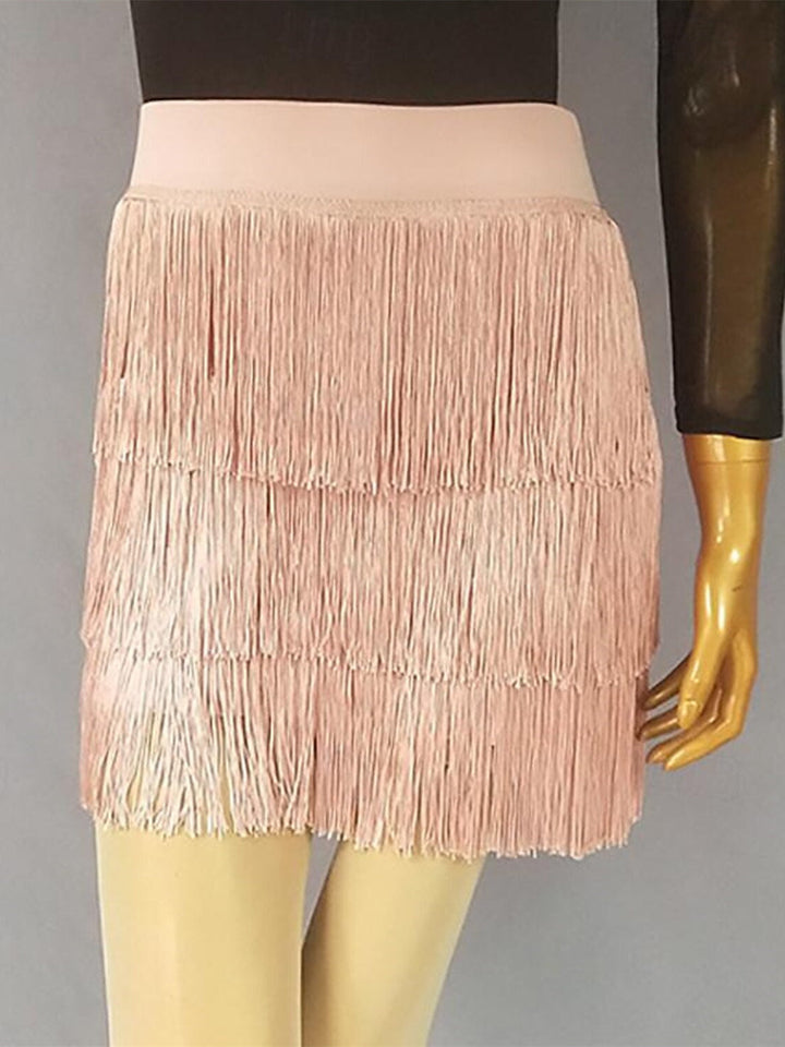 Jupes de Danse de Salon de Danse Latine Couleur Pure Entraînement de Performance pour Femmes Fibre de Lait Élevée