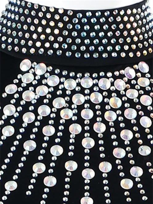 Robe de Danse de Salon pour Femmes, Tenue de Danse de Salon à Strass, Manches Longues pour Femmes