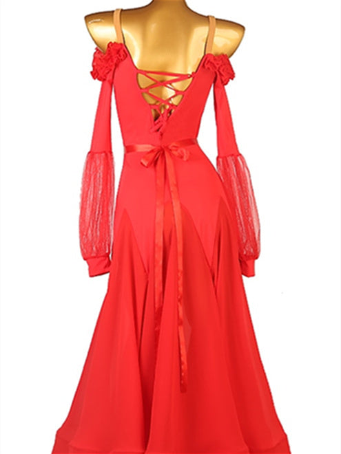 Vêtements de Danse pour Femmes Robe de Danse de Salon à Manches Longues pour Femmes