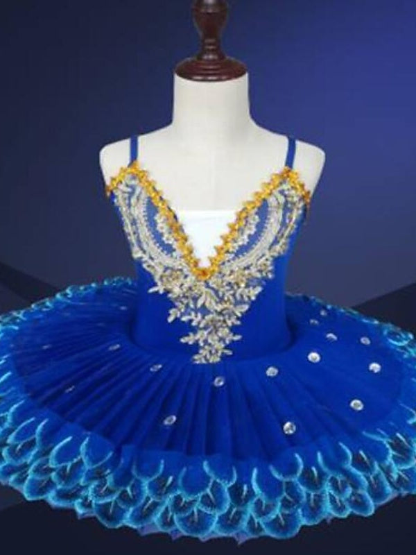 Vêtements de Danse de Ballet pour Enfants, Broderie Imprimée, Haute Performance pour Filles, Sans Manches, Dentelle Élasthanne, Tulle