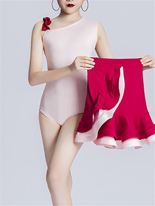 Jupes de Danse pour Enfants Sans Manches, Drapées Sur les Côtés, en Polyester, pour Filles