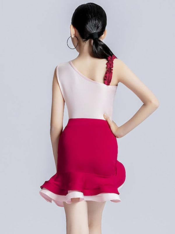 Jupes de Danse pour Enfants Sans Manches, Drapées Sur les Côtés, en Polyester, pour Filles