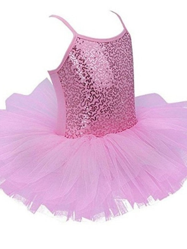 Robe de Ballet en Tulle Pailleté pour Enfants, Tenue D'Entraînement et de Performance Sans Manches en Polyester pour Filles